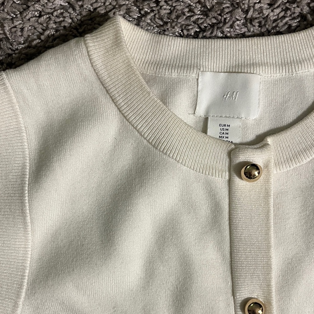 H&M Off-White Button-Up Cardigan